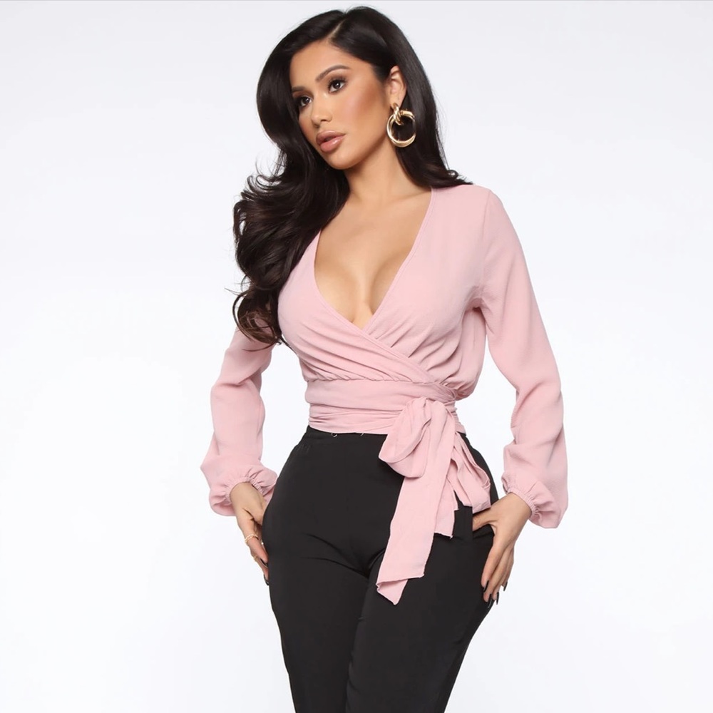 Crinkle Long Sleeve Crop Top